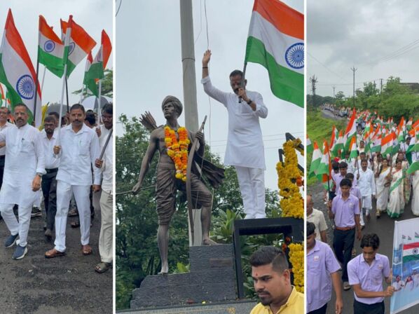 નાનાપોંઢા અને કપરાડામાં ધારાસભ્ય જીતુભાઈ ચૌધરીની આગેવાનીમાં તિરંગા યાત્રા નીકળી: નાનાપોંઢા ખાતે યોજાનાર જિલ્લા કક્ષાના સ્વાતંત્ર્ય પર્વની ગૌરવપૂર્ણ ઉજવણીમાં નાગરિકો ઉપસ્થિત રહેવા અનુરોધ કરાયો
